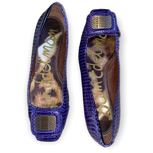 SAM EDELMAN Jeneva Purple Textured Leather Flats - Picture 1 of 9